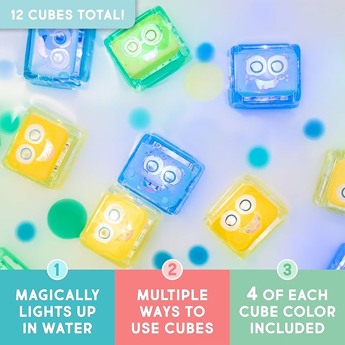 Glo Pals Water-Activated Light-Up Cubes Bundle for Sensory Play – 12 Pack (Extraordinary Earth)