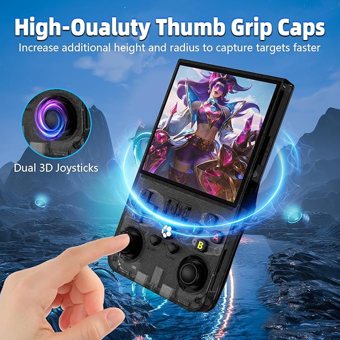 2025 New R36MAX Retro Handheld Game Console, 4.0 Inch IPS Screen Retro Gaming Console, 18000+ Classic Games, Linux System, 4000mAh Battery Portable Pocket Mini Arcade, Built-in 64G, Black