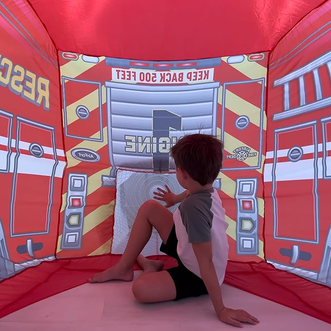 The Original Patented AirFort - Build A Fort in 30 Seconds, Inflatable Fort for Kids, Play Tent for 3-12 Years, A Playhouse Where Imagination Runs Wild, Fan not Included (Firetruck)