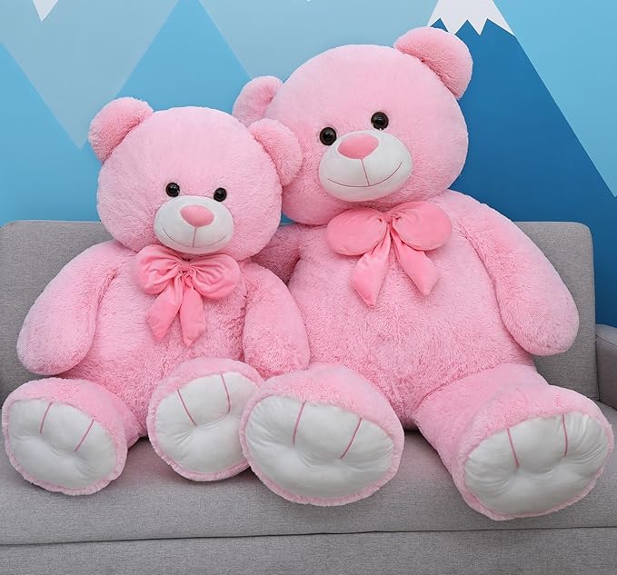 MorisMos Giant Teddy Bear 5ft Stuffed Animal for Girlfriend,Human Size Cuddly Teddy Pink Bear Toy for Valentine,Jumbo Stuffed Bear Plush 59 inch,Xmas Gifts for Women Kids Baby Shower Decor