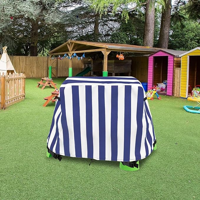 Kids Water Table Cover,Outdoor Heavy 600D Waterproof Anti-UV Dustproof Kids Water Play Table Cover,Compatible with Step2 Rain Showers Splash Pond Toddler Water Table,Blue Striped,Cover Only