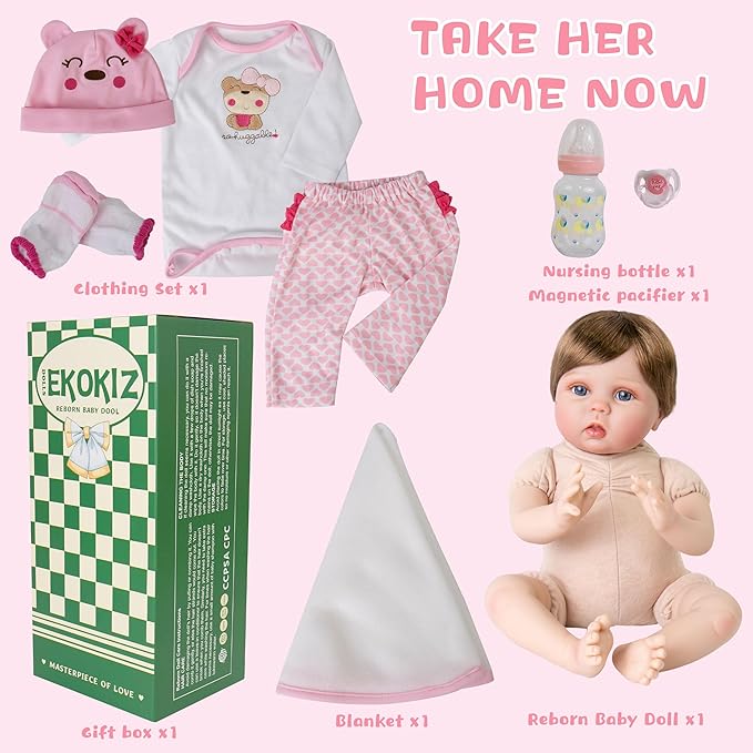 Lifelike Reborn Baby Dolls 22-Inch Realistic Newborn Baby Dolls That Look Real Cloth Body Real Life Baby Doll Girls with Clothes and Toy Accessories Gift Set for Kids Age 3+
