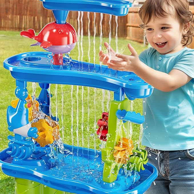 Water Table for Kids 3 4 5 6 7 Years Old - Water Playset for Toddlers 1-3 3-5, Water and Sand Play, Backyard Water Table, Summer Outdoor Beach Toys, Sensory Activity, Gifts for Boys Girls