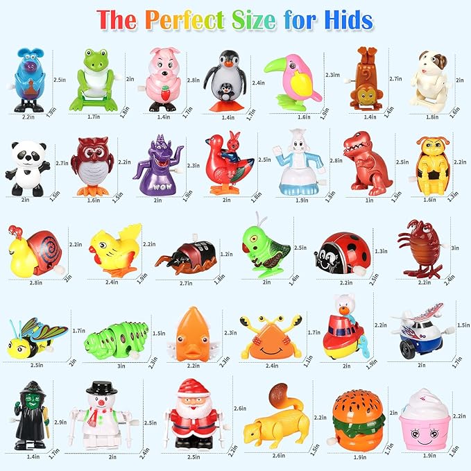 32 PCS Assorted Wind-up Toys for Kids, Bulk Windup Animals Walking Jumping Swimming Flipping Clockwork Toys for Kids Clossroom Party Favors, Birthday Gifts