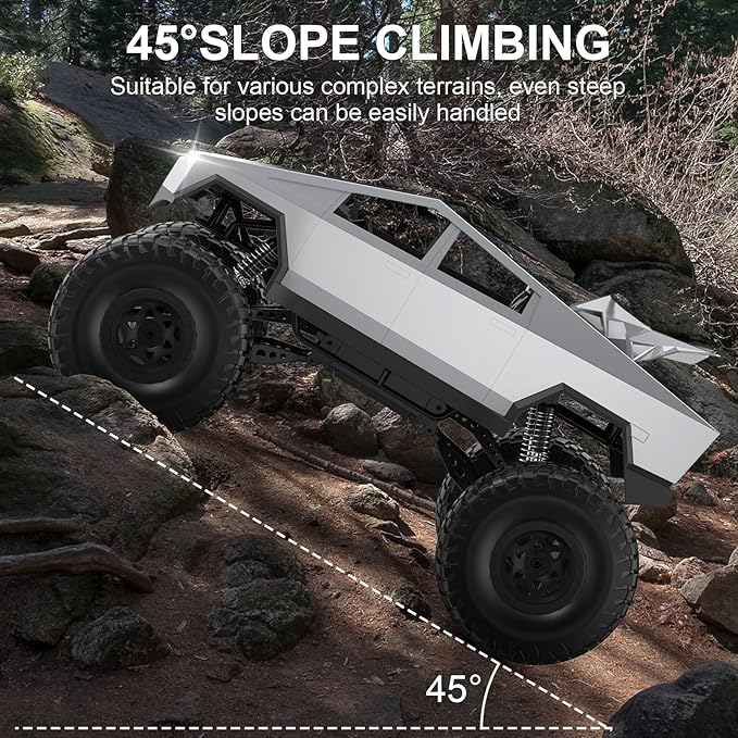 1:8 RC Car, Large Cyber Monster Truck Model 4WD with 2 Batteries and Dual Motors, LED Headlight,Off-Road RC Truck, 2.4GHz All Terrain Off Road Monster Truck for Boys Kids