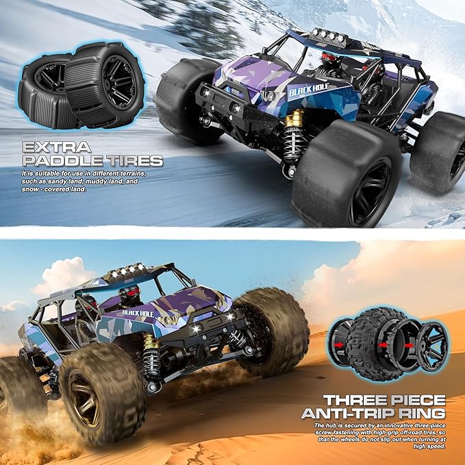 RC Cars for Adults & Boys, 1:14 Desert 4WD Off-Road RC Truck High Speed 40 km/h, 4x4 Remote Control Car with 2 Rechargeable 1300mAh Batteries and 2 Sets of Tires