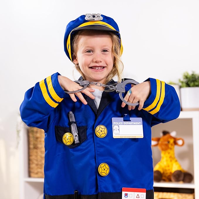 Melissa & Doug unisex-children Police Officer Role Play Costume Dress-Up Set (8 pcs) Frustration-Free Packaging Multicolor, Ages 3-6 Years