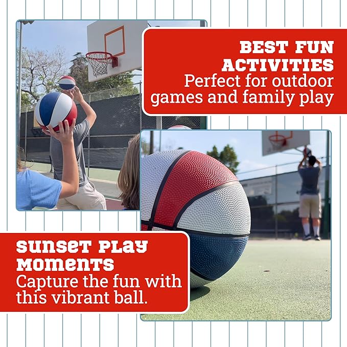 Botabee Red, White and Blue Mini Basketball Set Basketball Arcade Games - Size 3, 7” Junior Basketballs Suitable for Indoors, Outdoors and Arcade Basket Ball - 3 Pack