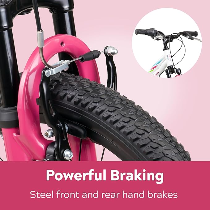 Cavern Mountain Bike for Youth or Adult Boys Girls, 7 or 21-Speed Twist Shifter Options, 20/24/26-Inch Wheels, 11 to 17.5-Inch Steel Frame, Front Suspension, Kickstand Included