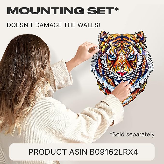 UNIDRAGON Original Wooden Jigsaw Puzzles - Lovely Tiger, 700 pcs, Royal Size 17.7"x22", Beautiful Gift Package, Unique Shape Best Gift for Adults and Kids