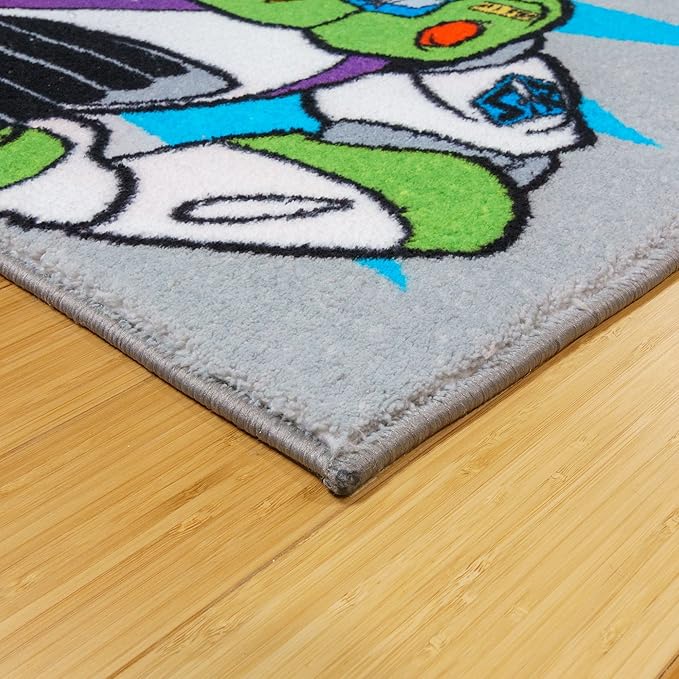Gertmenian Disney Toy Story Rug Boys Girls Childrens Bedroom Decor Kids Home Play Room Mat Bedding Area Carpet, 3x5 Small, Woody Buzz Lightyear Gray Blue