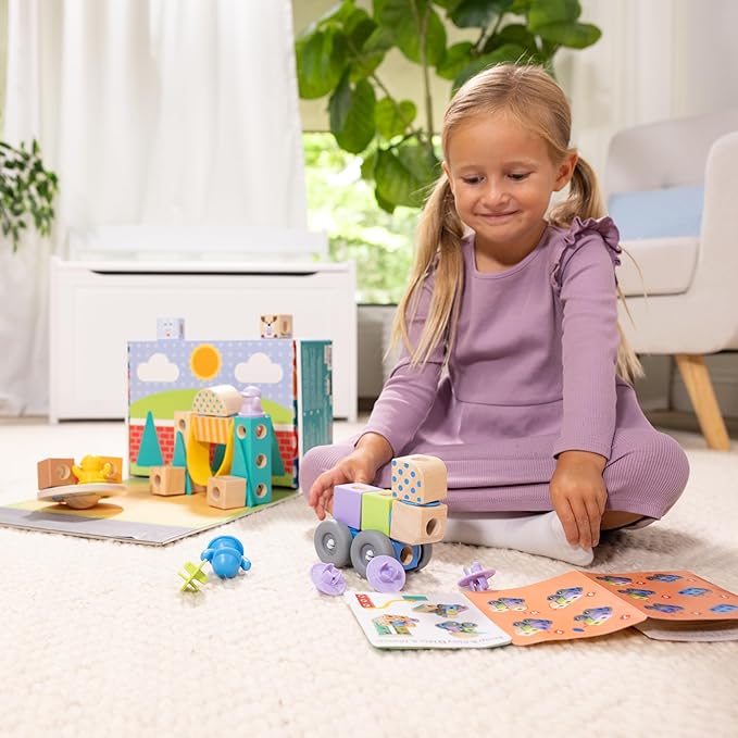 Melissa & Doug Blockables™ Town Snap and Play, Mix and Match Connectable Wooden Building Blocks Play Set Toy for Preschool Boys and Girls (73 Pcs)