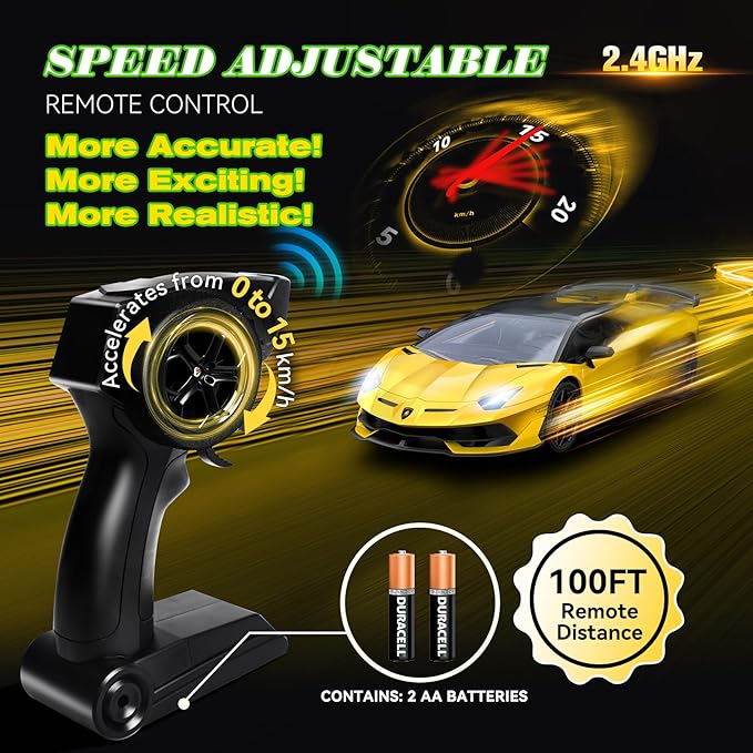 Lamborghini Remote Control Car, Officially Licensed 1:14 Lambo RC Car for Boys Girls Birthday Gift, Yellow Toys for 3 4 5 Years Old(Yellow)