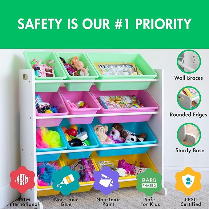 Humble Crew, White/Pastel Kids' Toy Storage Organizer
