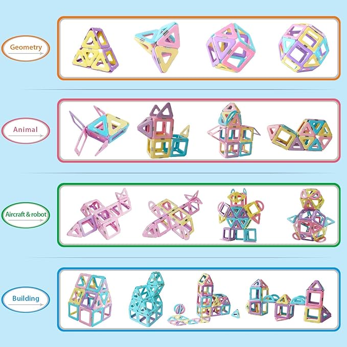 MAGBLOCK Magnetic Tiles Toys for 3 Year Old Girls, Magnet Blocks for Toddler Girl Toys, Magnetic Building Blocks for Kids Birthday Gift Present Set 52 Pieces