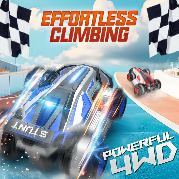 1:14 Drift Remote Control Car 2.4GHz 4WD RC Cars Rotating 360 Degrees Vehicle Toys with Lights Music, Upright Walking Four-Wheeled Rollover Stunt Car Gifts for Boys Girls 6-12 Year(Red)