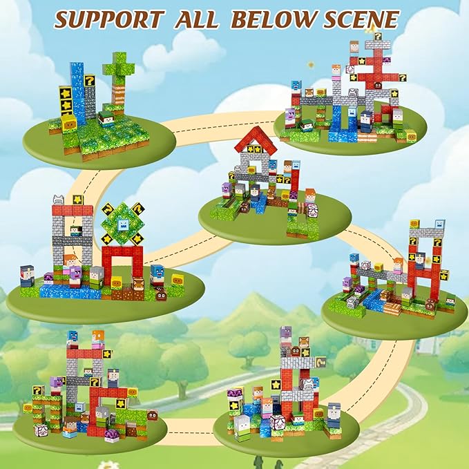 Magnetic Blocks - 110PCS Magnets Building Blocks World Set for Kids Ages 3-5 5-7 8-12, Magnetic Tiles Game Preschool Toys for 3 4 5 6 Year Old Girls Boys Gifts (STEM World)
