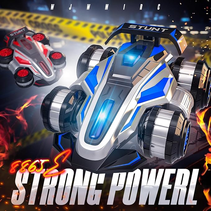 1:14 Drift Remote Control Car 2.4GHz 4WD RC Cars Rotating 360 Degrees Vehicle Toys with Lights Music, Upright Walking Four-Wheeled Rollover Stunt Car Gifts for Boys Girls 6-12 Year(Red)
