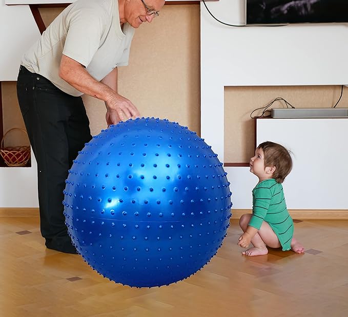 Large Sensory Massage Ball for Kids, Pack of 2 33.5" 85CM Bouncy Exercise Balls for Toddlers, Big Inflatable Toys with Tactile Spikes, Outdoor Giant Yoga Balls, Large Beach Ball