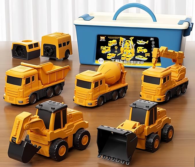 Magnetic Transform Engineering Car Assembled Toys with Storage Box, Magnetic Cars and Trucks for Kids,Magnetic Blocks for Toddlers,Outdoor Activities for Kids Ages 3-5 4-8