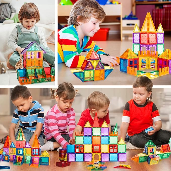 Magnetic Tiles 85 PCS Magnetic Blocks for Kids, 3D Magnetic Building Blocks, Magnetic Stacking Toys Construction Kit,STEM Toys for Toddlers Children Boys Girls Ages 3 4 5 6 7 8+ Year Old