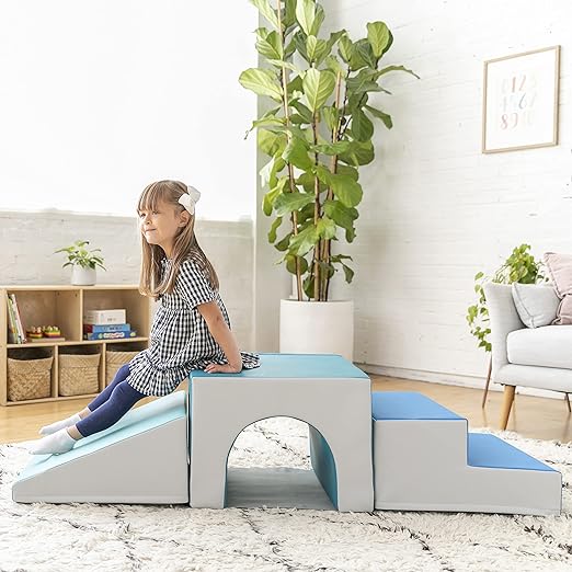 ECR4Kids SoftZone Single Tunnel Climber, Toddler Playset, Contemporary, 3-Piece