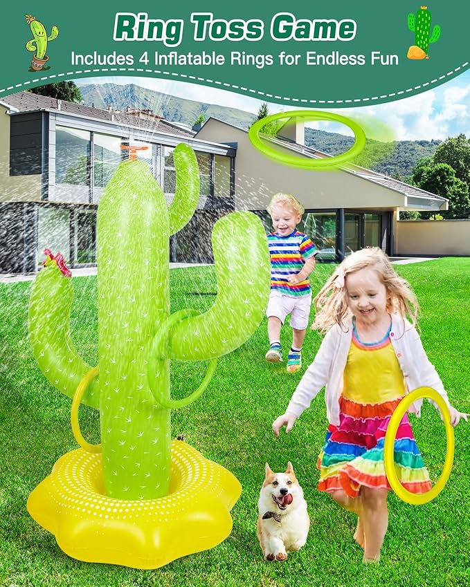 Inflatable Giant Cactus Inflatable Sprinkler - Sprinkler for Kids, Backyard Garden Sprinkler Water Toys for Boys Girls,Summer Party Fun,Water Sprinklers Inflatable Toys
