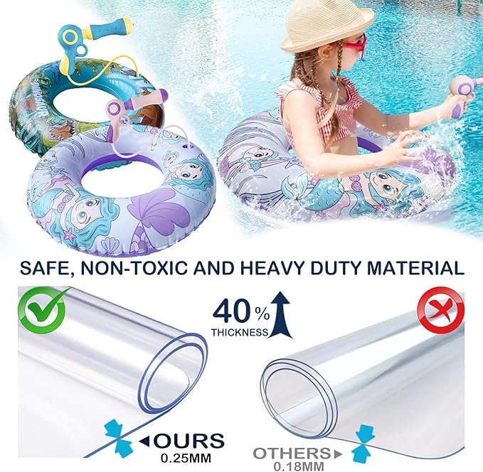 Inflatable Pool Float with Water Gun, Floaties for Adults Teens and Kids, Pool Toys for Kids Ages 8-12, Beach Inner Pool Tubes for Floating, Summer Fun Pool Party Swim Ring