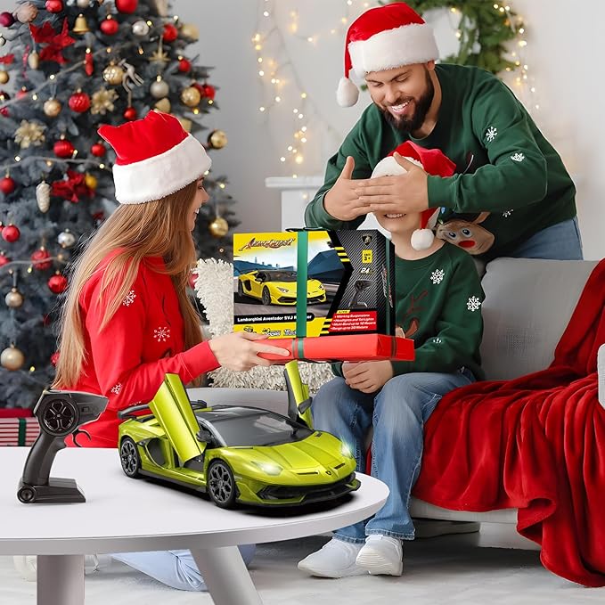Lamborghini Remote Control Car, Officially Licensed 1:14 Lambo RC Car for Boys Girls Birthday Gift, Green Toys for 3 4 5 Years Old(Green)