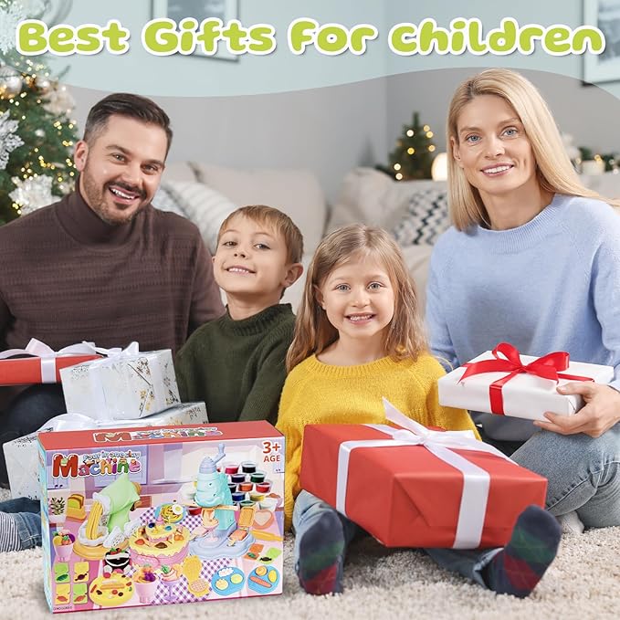 71 PCS 3 in 1 Dough Sets for Kids Ages 3-4-8, Art Crafts Dough Tools Kit, Ice Cream Playset Noodle Cake Maker Machine, Kitchen Creations Food Play Toys Boys Girls