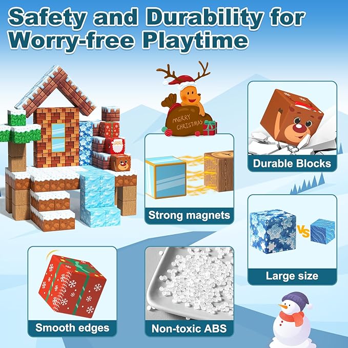 Magnetic Blocks Kids Toys for Boys and Girls 3-5 5-7 Year Old, STEM Magnet Building Cubes for Toddler, Sensory Montessori Educational Toy for Children Development and Creativity