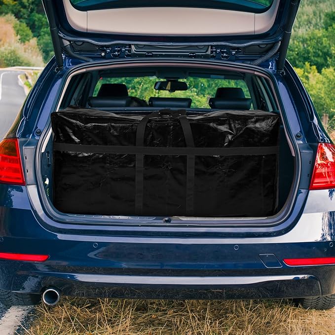 Windyun 4 Pack 57 Gallon Extra Large Storage Bags XXL Moving Bags with Zipper Handles Heavy Duty Jumbo Big Totes Box for Halloween Skeleton 4-12 Feet Christmas Tree Storage College Dorm Cloth (Black)