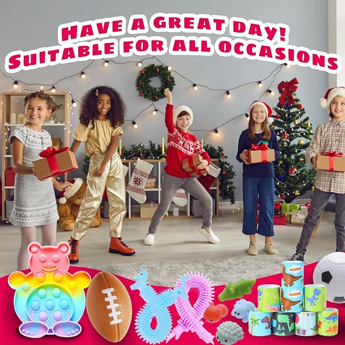 140 Pcs Kids Party Favors, Stocking Stuffers Gifts,Fidgets Toys Pack,Bulk Toys for Carnival Treasure, Classroom Prizes Box,Adults Stress Relief,Sensory Toys,Pinata Filler