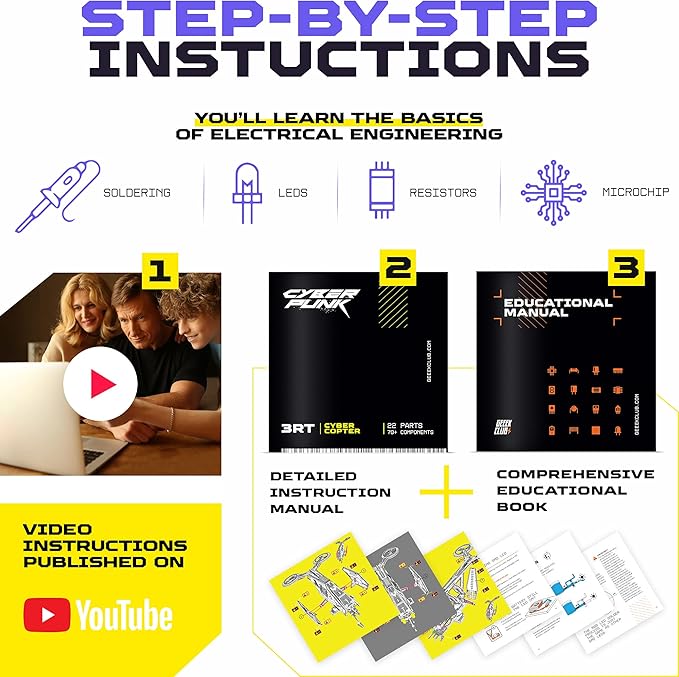 Robot Building Kit - W4 Scout Recon - DIY STEM Science Toys for Kids - Educational Robotics Kit - Printed Circuit Board Set - Build Your Own Robotic Spaceship Kits - Engineering Toy Gift