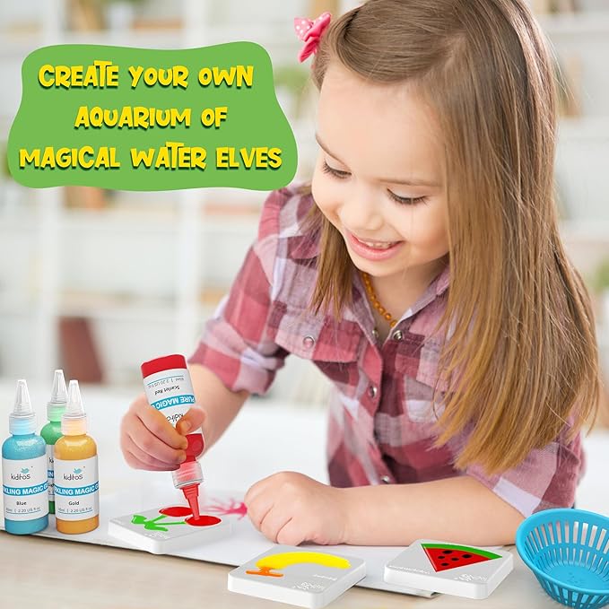 Kiditos Fruit Magic Water Elf Toy Kit,Aqua Fairy Water Gel Kit-20 Magic Gel&10 Molds-Make Your Own Water Elves&Squishy Toys–Fun Summer DIY Craft Kit,Birthday Gifts&Party Favors for Kids Ages 3+