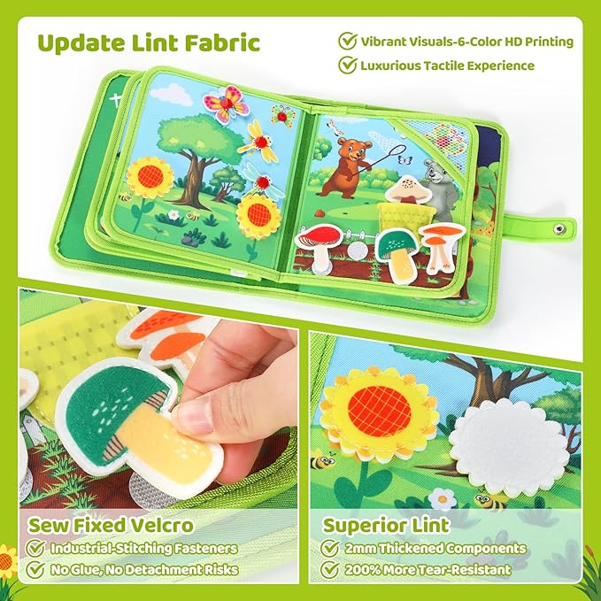 Busy Book for Toddlers 1-3,Montessori Plane Toys Busy Board for 1 Year Old with Fishing Game Finger Puppet Motor Skill,Educational Learning Quiet Activity Sensory Book, 1 2 3 4 Boy Girl Birthday Gift