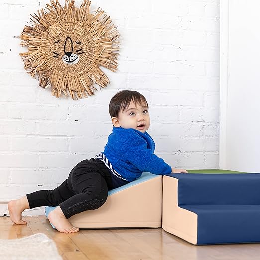 ECR4Kids SoftZone Junior Little Me Climb Crawl and Slide, Beginner Playset, Earthtone, 3-Piece