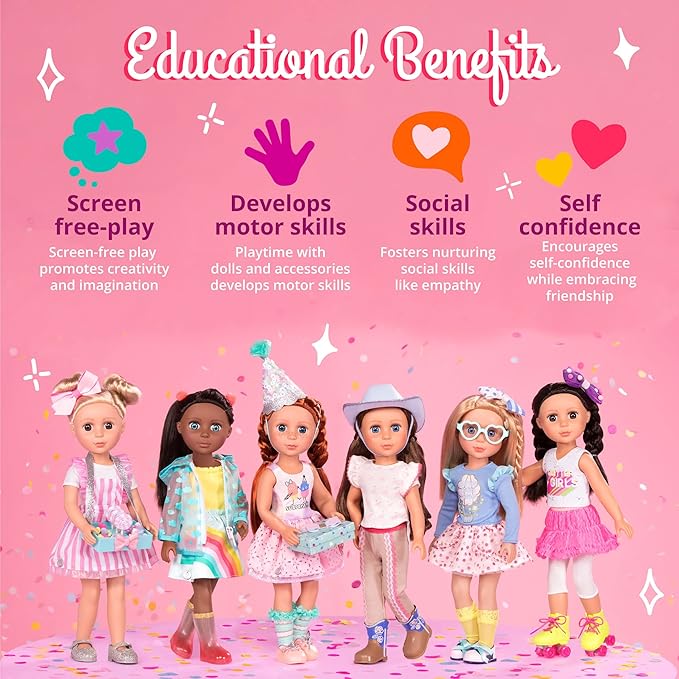 Glitter Girls – 14-Inch Poseable Doll Set – Blonde Hair & Green Eyes – School Locker, Roller Skates & Accessories – Toys for Kids 3 Years+ – Sunnie & GG School Locker Playset