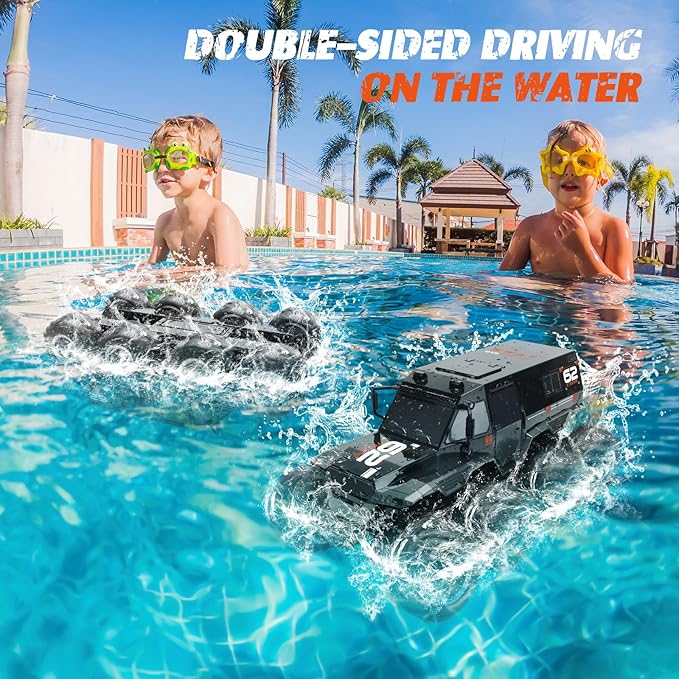 Amphibious RC Trucks,8WD Offroad Waterproof,1: 12 Large Remote Control Monster Truck for Boys Girls,50Mins Playing Time Battery, Birthday Toy for Kids Age 7 8 9 10 11 12