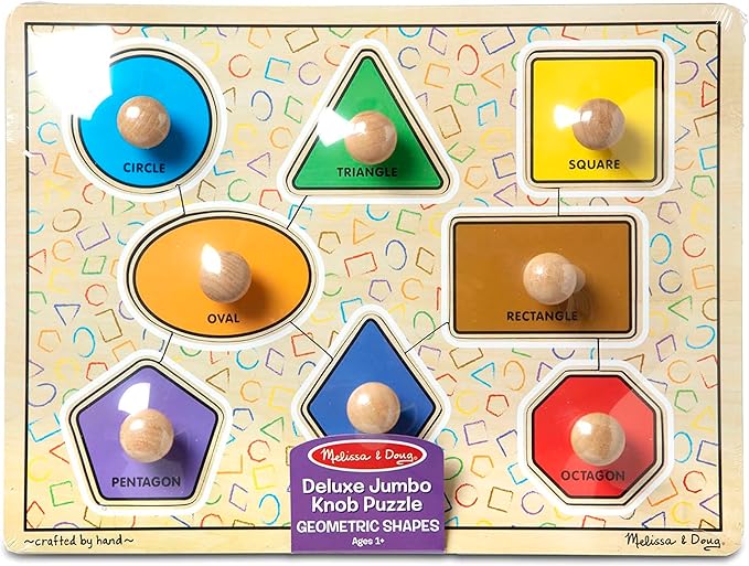 Melissa & Doug Deluxe Jumbo Knob Wooden Puzzle - Geometric Shapes (8 pcs)