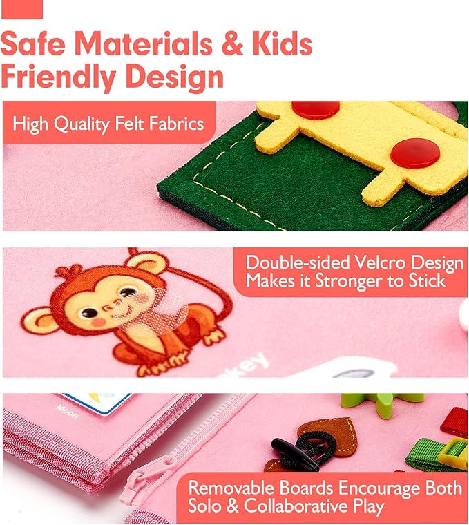 hahaland Busy Board - Montessori Toys for 2 Year Old Girl Birthday Gift, Preschool Learning Toy for 2 Year Olds, Educational Toddler Girls Car Airplane Travel Toys for Ages 2-4 One Two Year Old Gifts