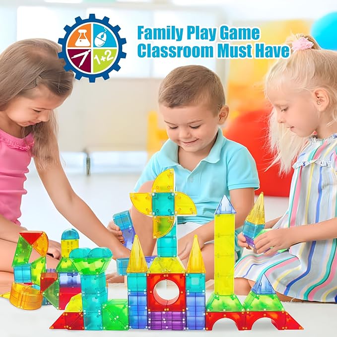 Magnetic Blocks,66 PCS Translucent Building Toys for Toddlers 3+,Multi Shape Magnet Building Blocks STEM Preschool Montessori Sensory Toys for 3 4 5 6 Year Old Kids Boys Girls
