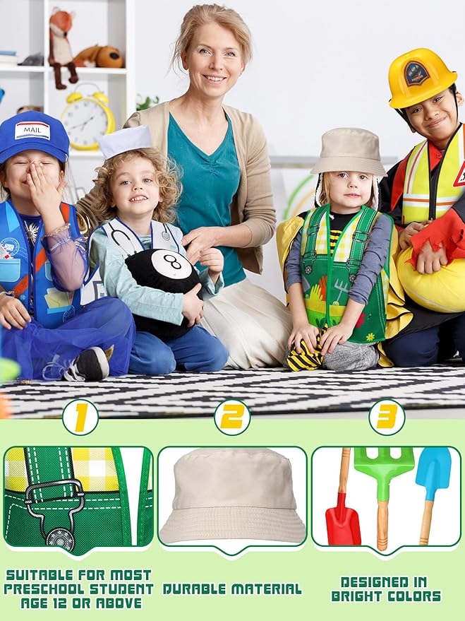 Hungdao 6 Sets Kids Dressing up Costumes Toddler Pretend Play for Age 6-10 Dress up Scientist, Firefighter, Postman, Farmer, Doctor, Engineer