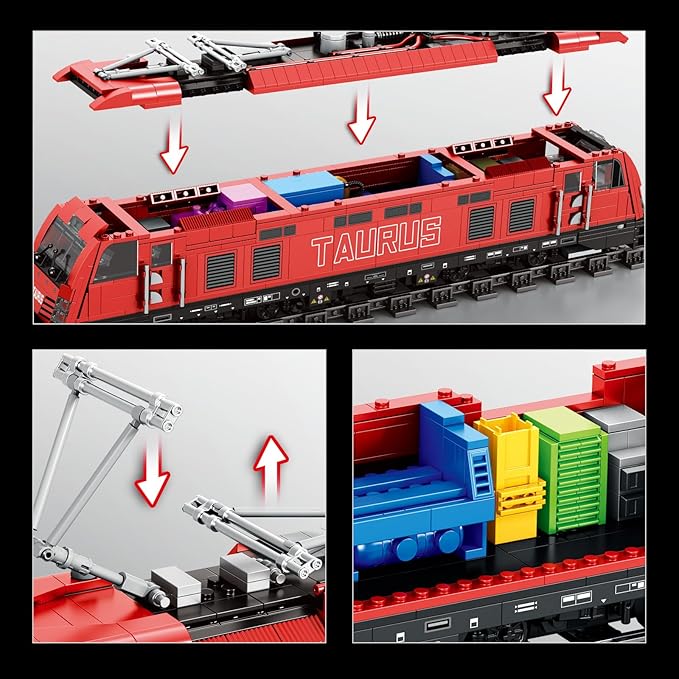 City Train Set with Base,MOC Classic Car Building Block Kit,Retro Taurus Electric Train 66020,Model for Adult Truck Lovers,Gifts for Kids, Boys & Girls Home Décor,1939 PCS
