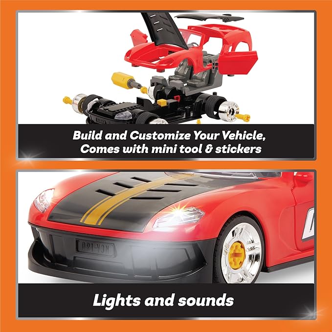 Driven by Battat Take-Apart Sports Car Playset 34pc Red Toy Car STEM Toy with Mini Tool Lights & Sounds 3 Years +