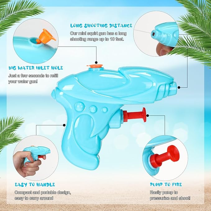 96 Pcs Water Gun for Kids Mini Water Gun Bulk Colorful Blaster Squirt Pistol Small Fun Gun for Outdoor Beach Game Summer Swimming Pool Party Favors