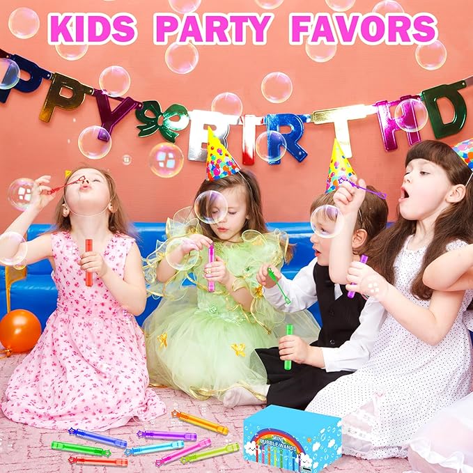 Bulk Toys for Kids Prizes 200 Pack, Mini Bubble Wands Party Favors for Toddlers, Small Christmas Pinata Goodie Bag Stuffers, Carnival Supplies Giveaways Handouts Stocking Stuffers for Girls and Boys