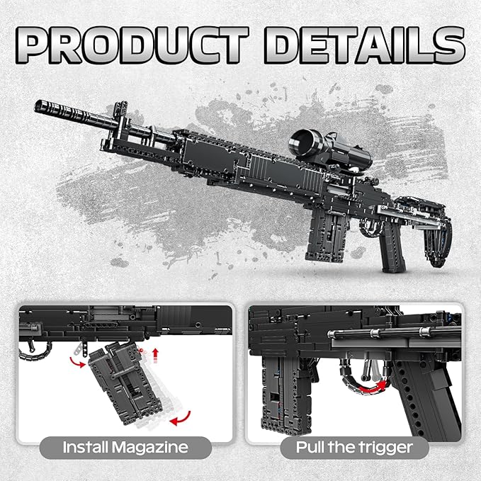 Sosuy Building Block Gun Sets, MK14 DIY Shootable Sniper Model Guns Army Toys for Adult Teen Boys,Birthday for Men Kids Age 8+,Realistic Bricks Collection for Military Fan 1468PCS
