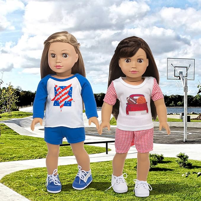 ZQDOLL 23 Pcs American Doll Clothes Dress and Accessories fit American 18 inch Dolls - Including 10 Complete Set of Clothing , Doll Accessories with Hair Bands and Hair Clip