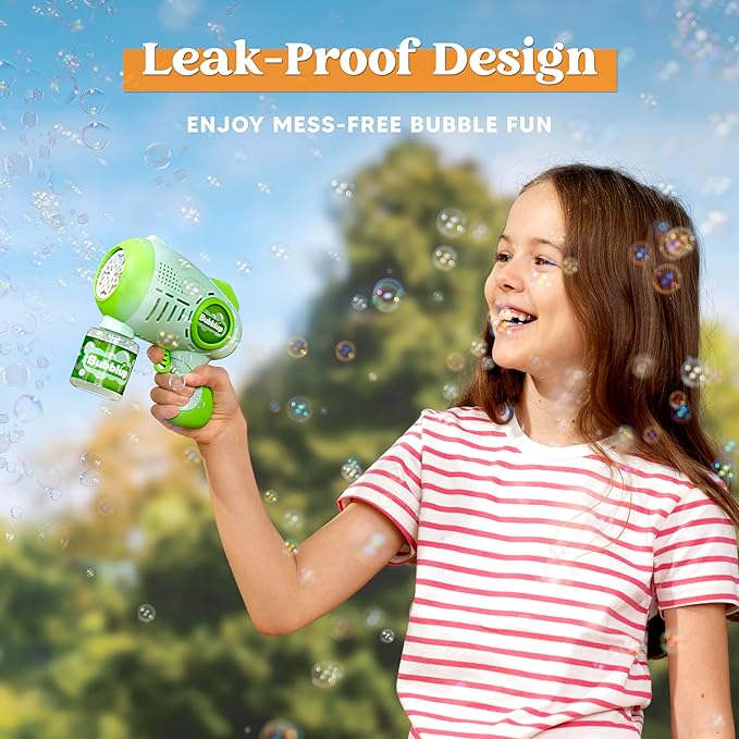 JOYIN 2 Packs Bubble Guns with 4 Bottles Solution, 8 Holes Light Up Automatic Bubble Machine Gun for Kids, Adults, Summer Toys, Easter Basket Stuffers, Birthday Gift, Party Favors